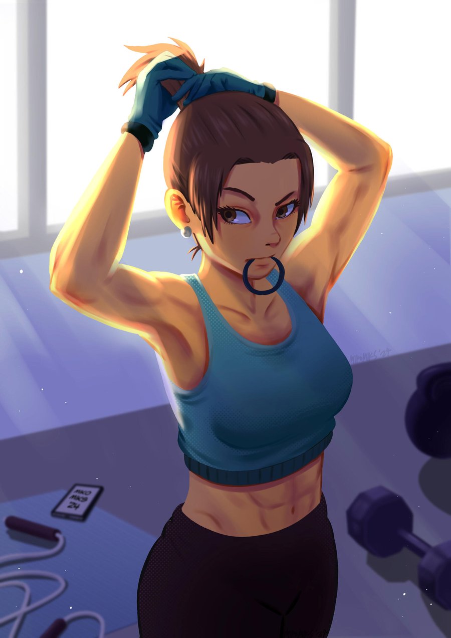 Mindy Rose fixing hair
